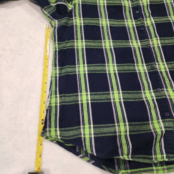 Lady 12 Womens Flannel Shirt Size XL Blue & Green Plaid Button Up Long Sleeves - Picture 5 of 10